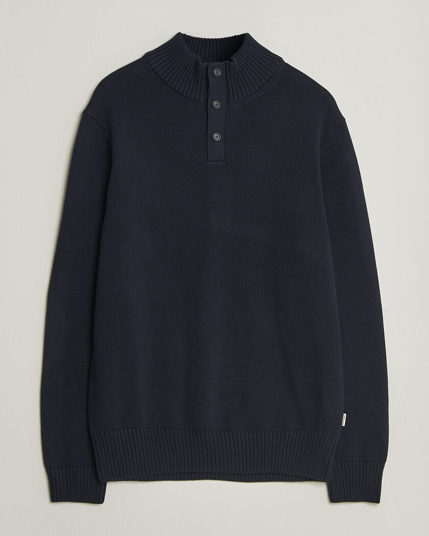 Gant Supima Cotton Half Buttoned Neck Evening Blue – Bleu