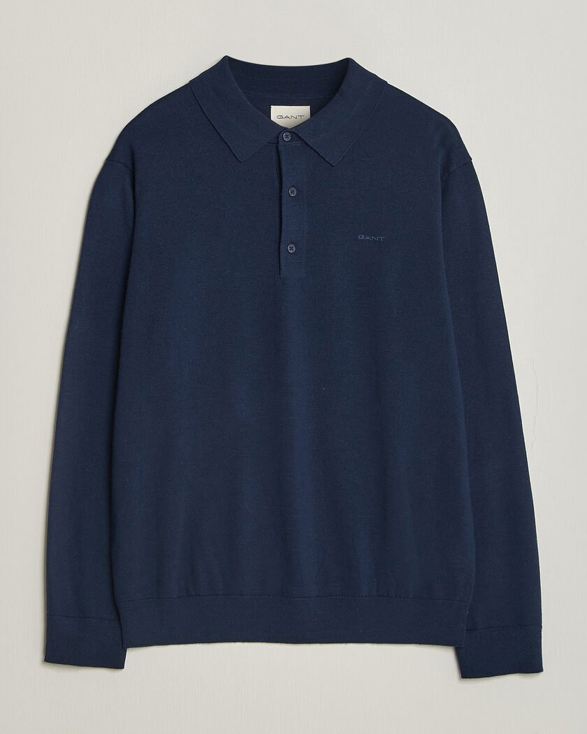 Gant Extrafine Merino Knitted Polo Marine – Bleu