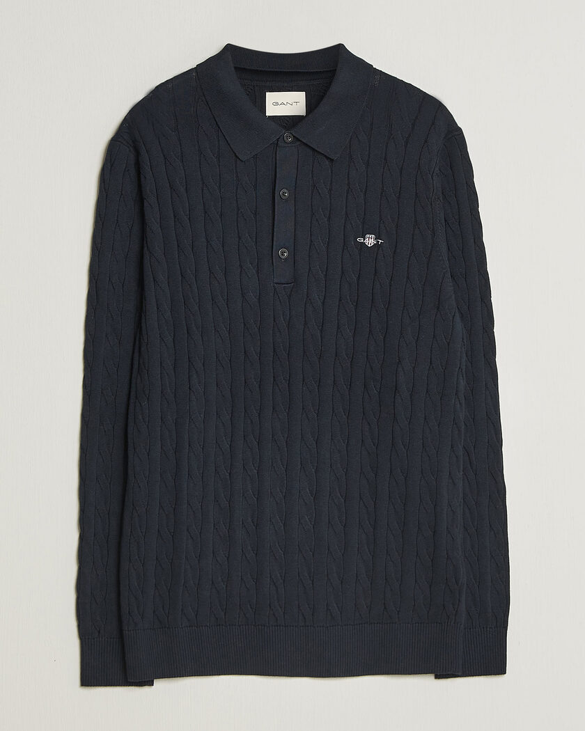 Gant Cotton Cable Polo Evening Blue – Bleu