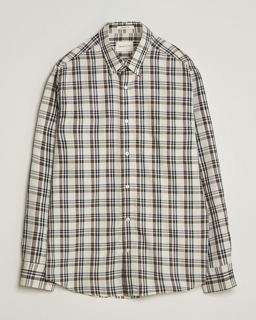Gant Regular Fit Twill Checked Shirt Sand – Beige
