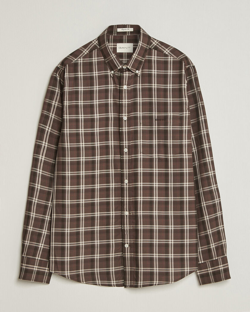 Gant Regular Fit Twill Checked Shirt Faded Taupe – Marron