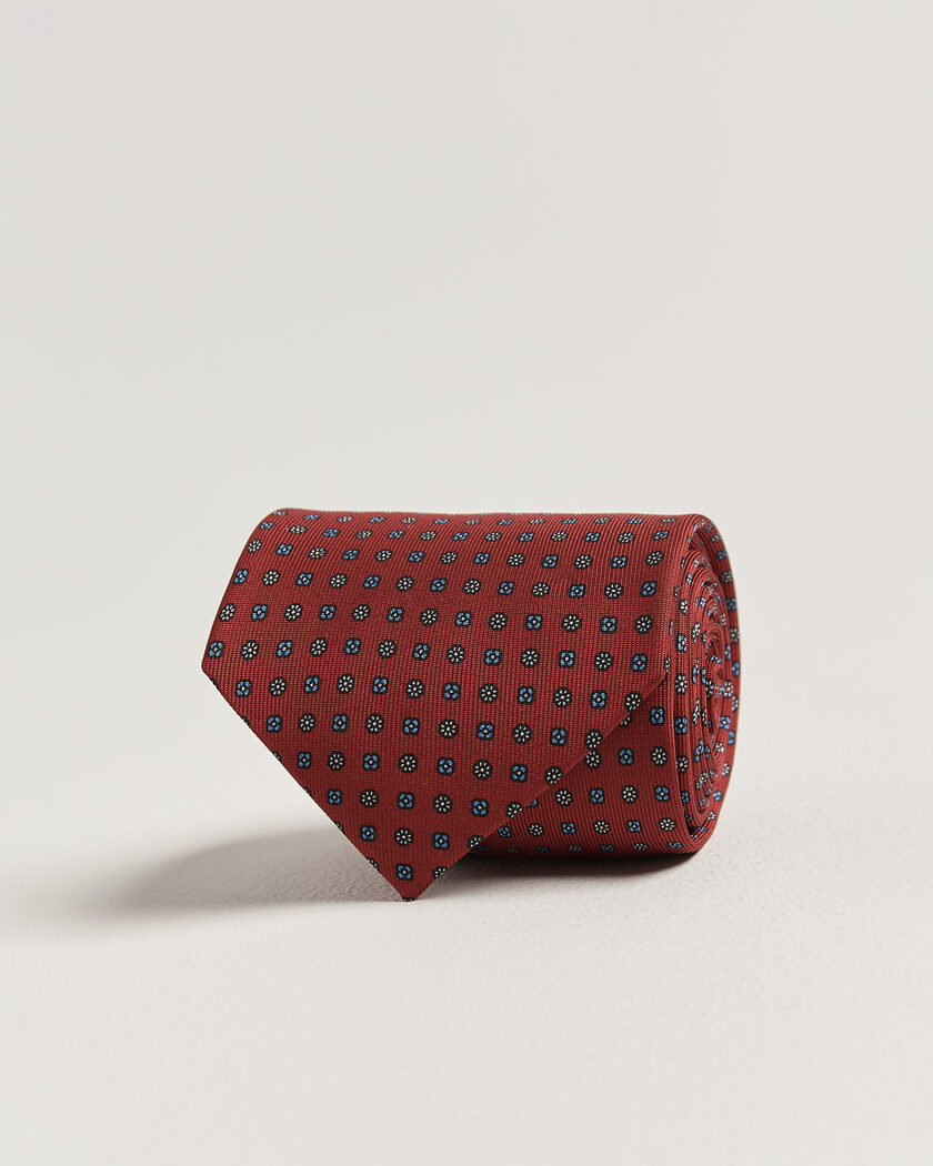 E. Marinella 3-Fold Printed Silk Tie Dark Red – Rouge