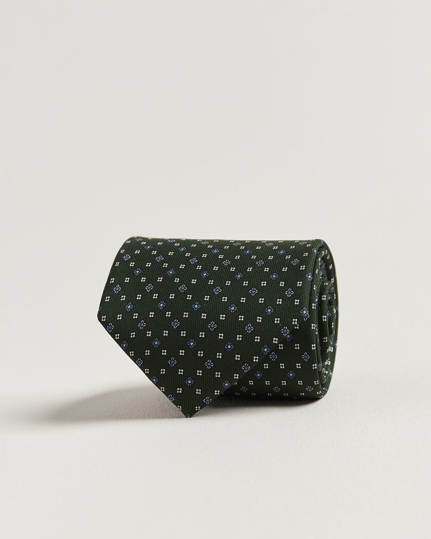 E. Marinella 3-Fold Printed Silk Tie Dark Green – Vert