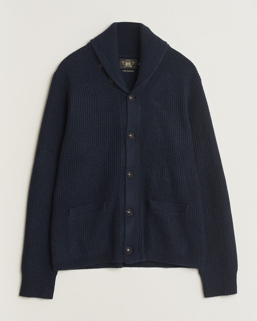 RRL Cashmere Shawl Collar Cardigan Navy – Bleu