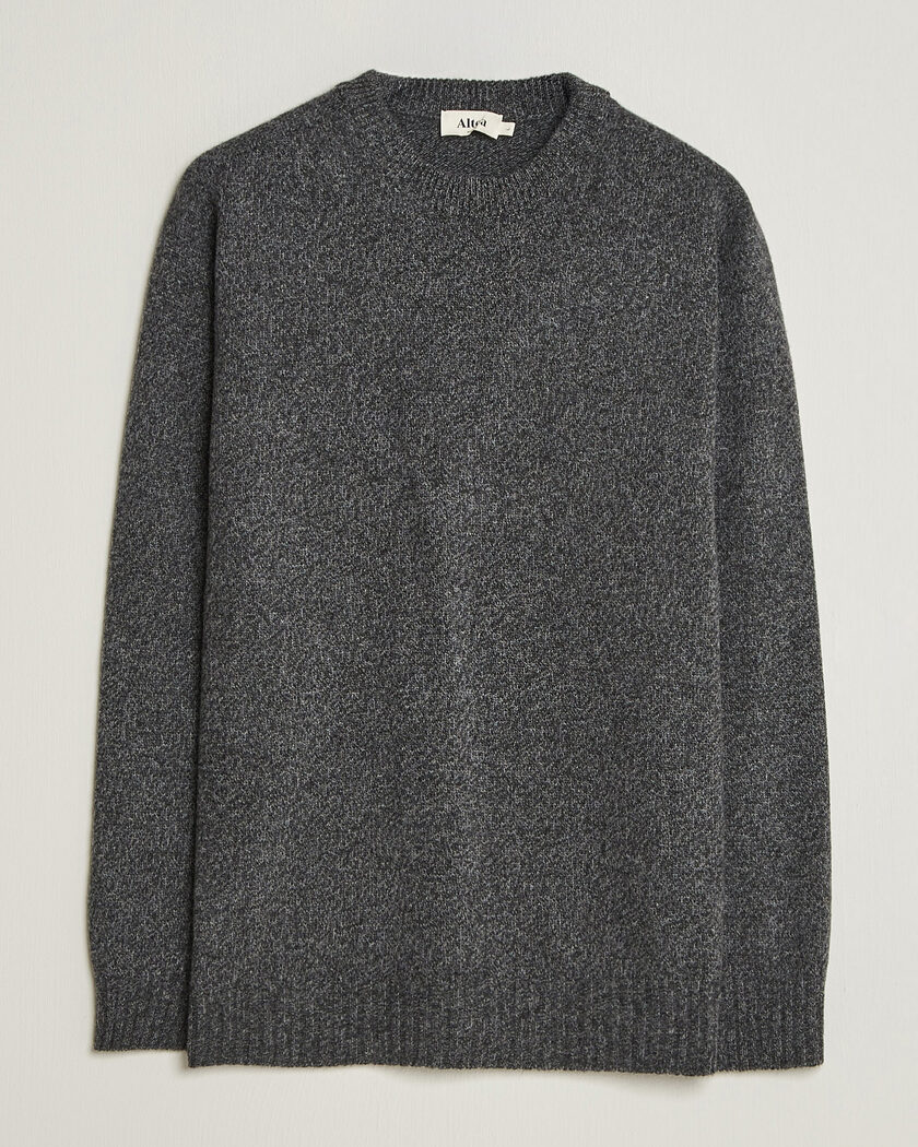 Altea Wool/Cashmere Crew Neck Pullover Charcoal Melange – Gris