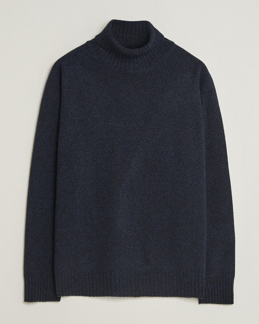 Altea Wool/Cashmere Rollneck Navy Melange – Bleu