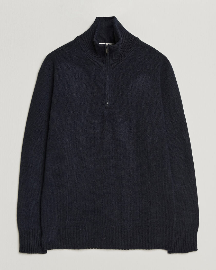 Altea Wool/Cashmere Half Zip Navy – Bleu