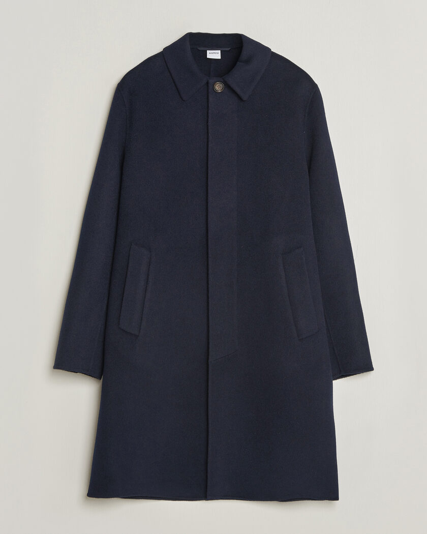 Aspesi Double Wool Coat Navy – Bleu