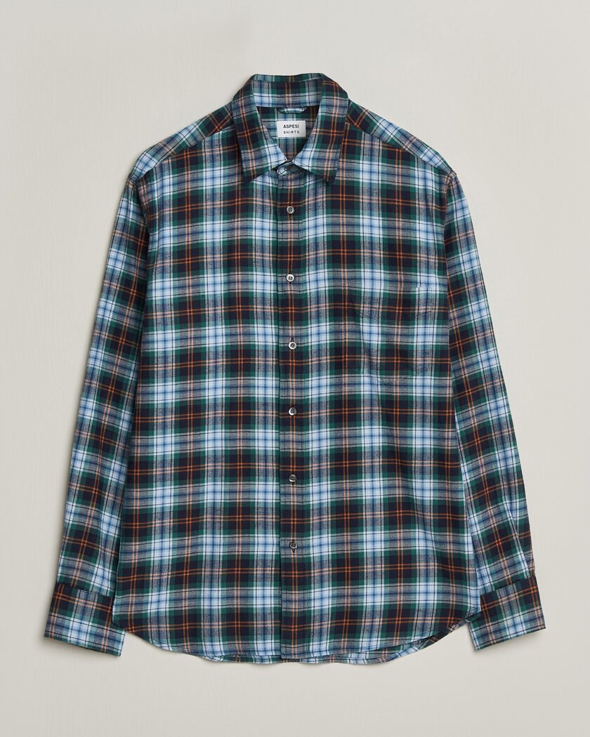 Aspesi Flannel Shirt Blue Check – Bleu