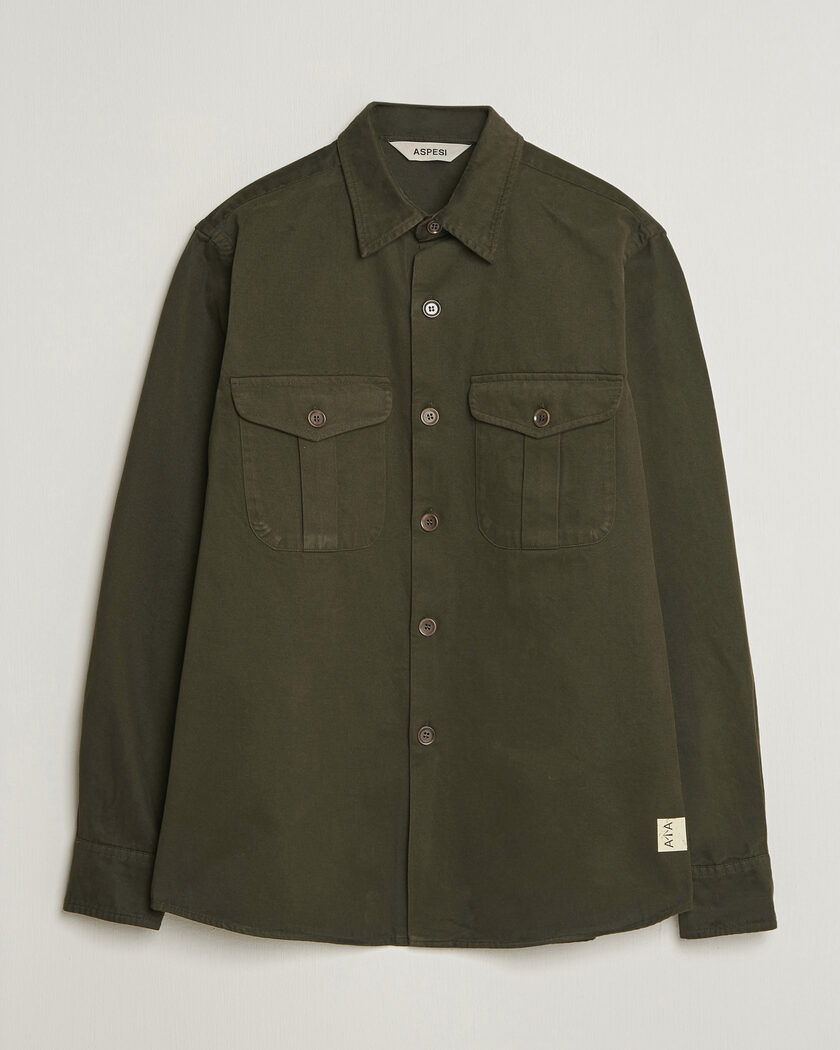 Aspesi Twill Cotton Overshirt Military – Vert