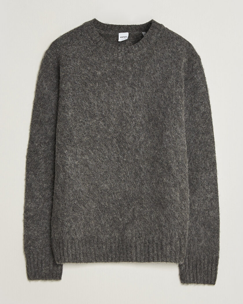 Aspesi Brushed Shetland Sweater Grey Melange – Gris