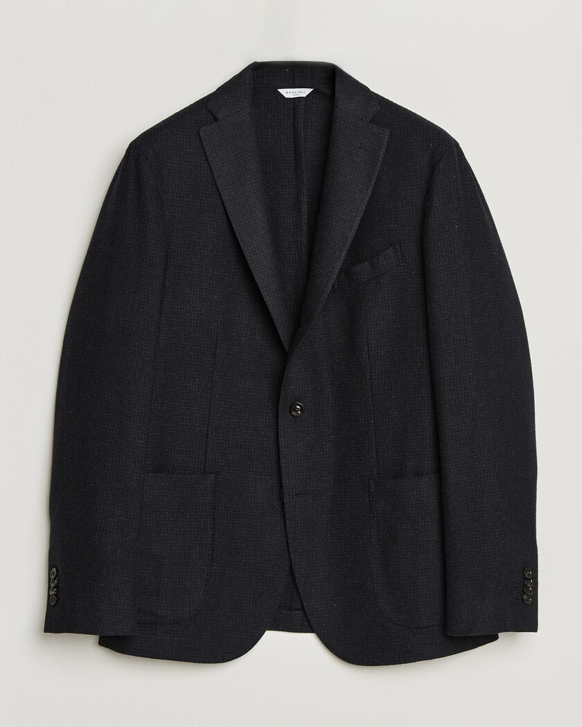 Boglioli K Jacket Wool Houndstooth Blazer Navy – Bleu