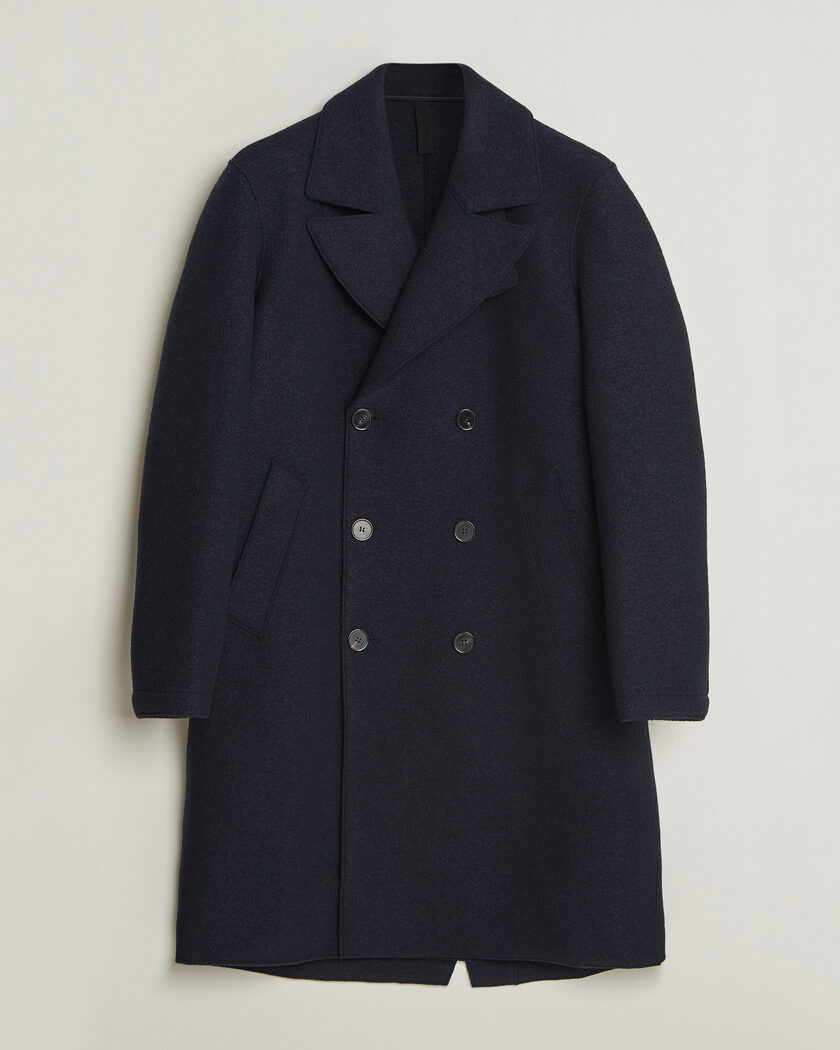 Harris Wharf London Pressed Wool Long Peacoat Navy Blue – Bleu