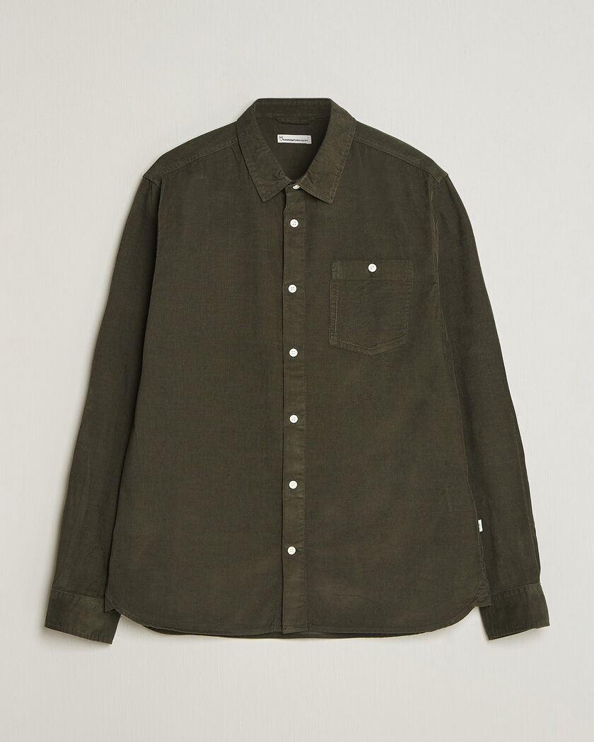 KnowledgeCotton Apparel Regular Fit Cord Shirt Forest Night – Vert