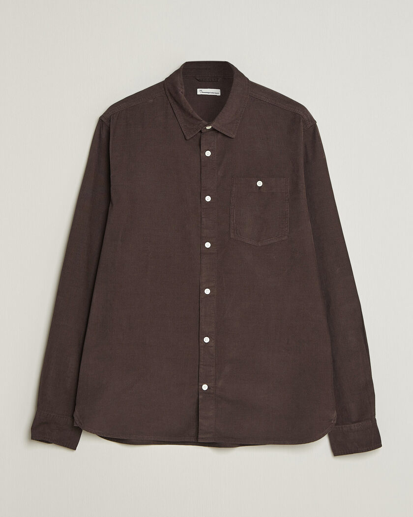 KnowledgeCotton Apparel Regular Fit Cord Shirt Chocolate – Marron