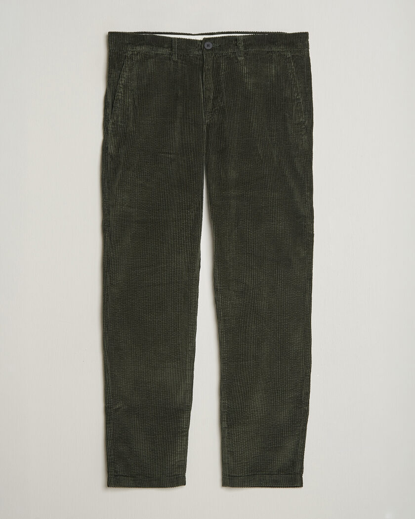 KnowledgeCotton Apparel Chuck Regular Cord Trousers Forest Night – Vert