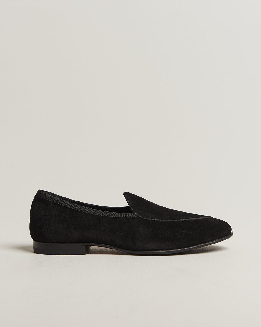 Loake 1880 Belgrave Black Suede Belgian Loafer Black – Noir