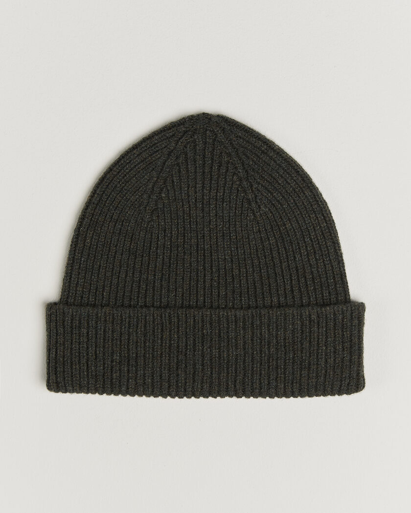 Robert Mackie Clyde Lambswool Beanie Seaweed Green – Vert