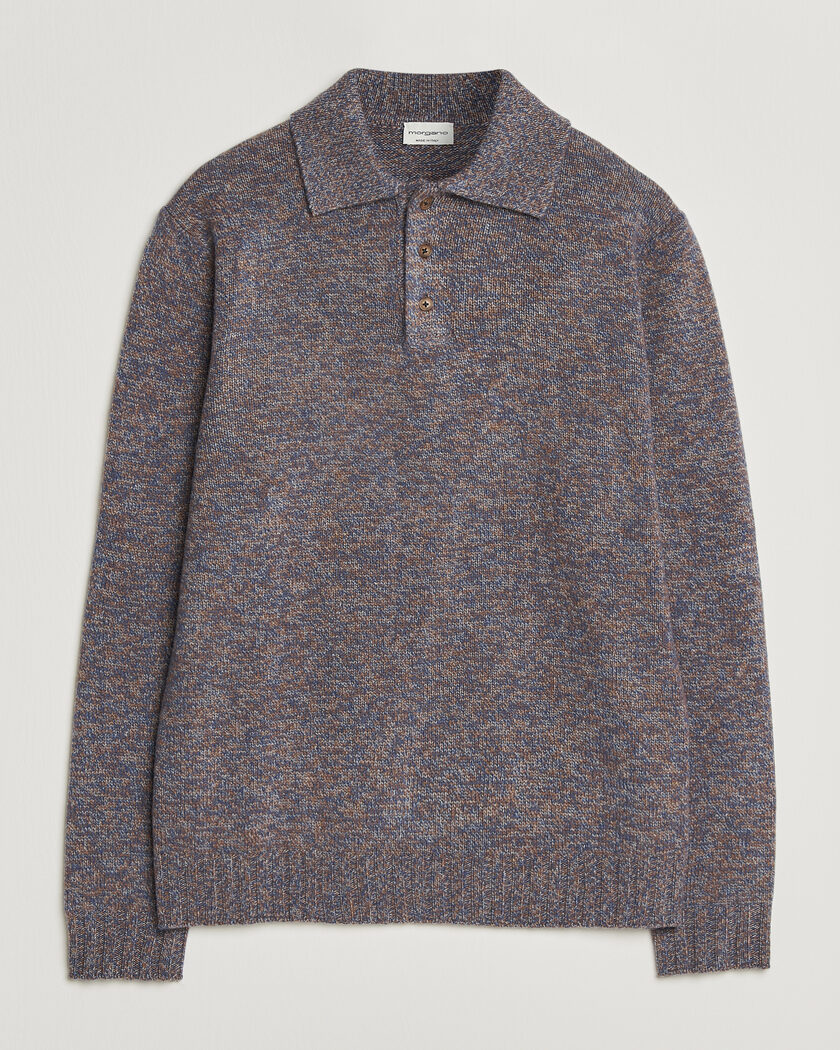 Morgano Wool/Cashmere Knitted Polo Blue – Bleu