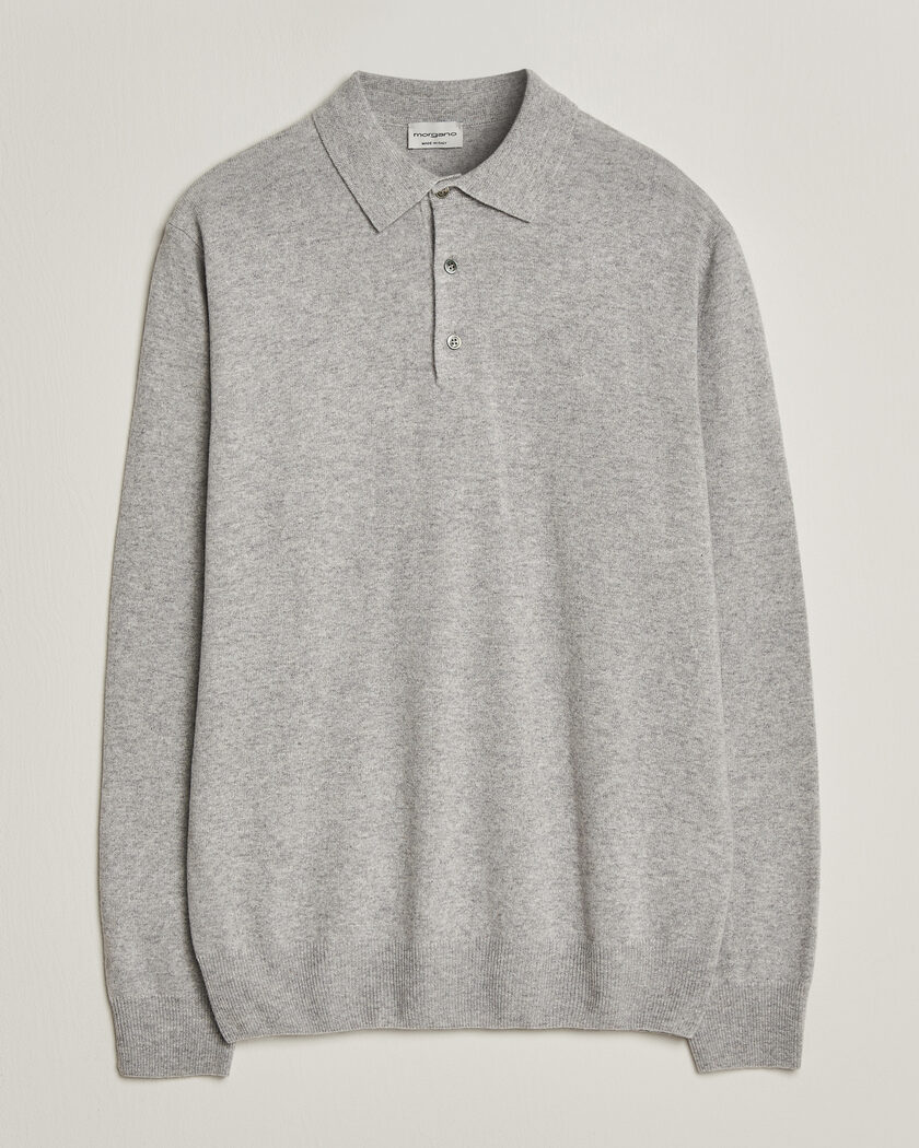 Morgano Wool/Cashmere Polo Mid Grey – Gris