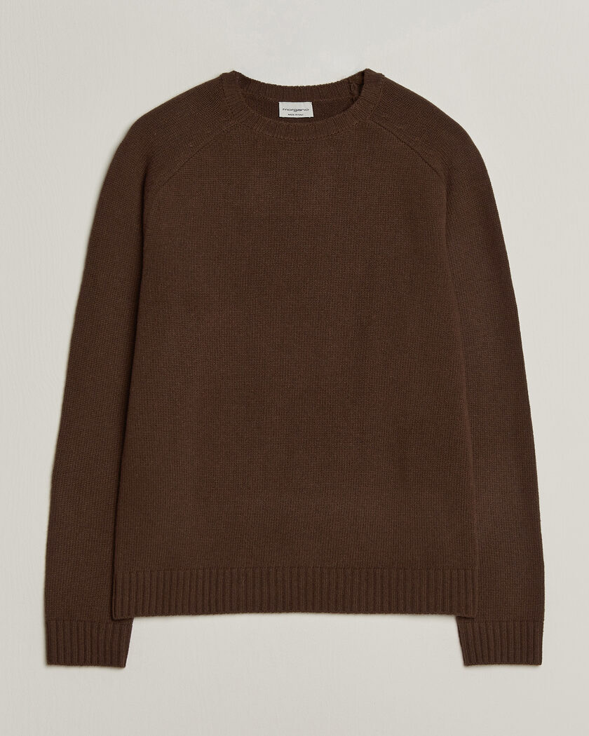 Morgano Heavy Knitted Wool/Cashmere Crewneck Dark Brown – Marron