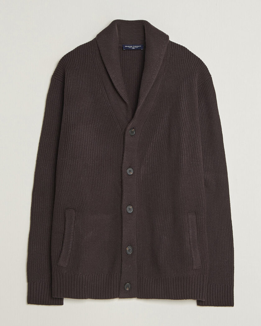 Charles Tyrwhitt Chunky Merino Shawl Neck Cardigan Chocolate – Marron