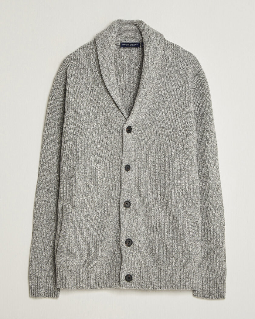 Charles Tyrwhitt Chunky Merino Shawl Neck Cardigan Grey – Gris
