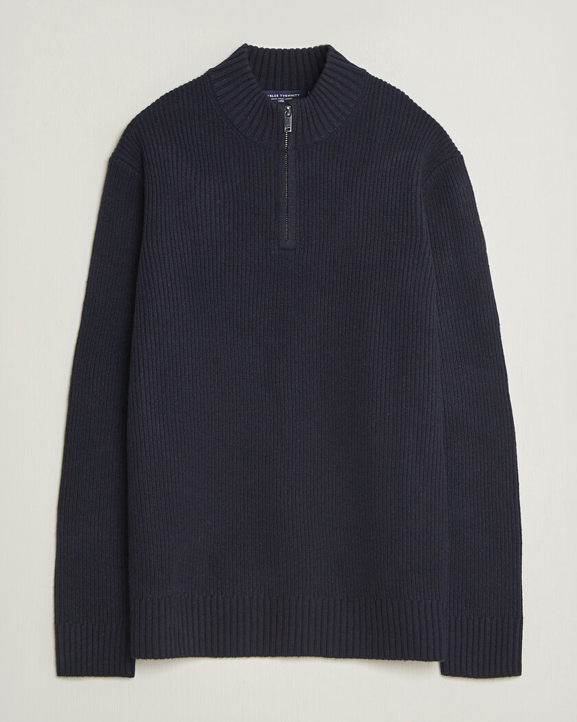 Charles Tyrwhitt Chunky Merino Zip Neck Navy – Bleu