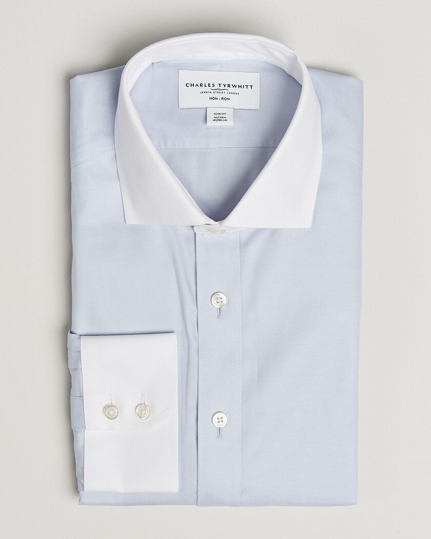 Charles Tyrwhitt Slim Fit Non Iron Plain Winchester Shirt Light Blue – Bleu