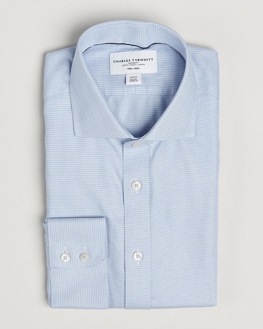 Charles Tyrwhitt Slim Fit Non Iron Trafalgar Weave Shirt Sky Blue – Bleu