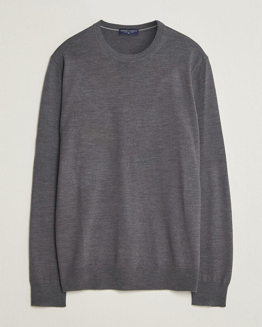Charles Tyrwhitt Pure Merino Crew Neck Jumper Grey – Gris