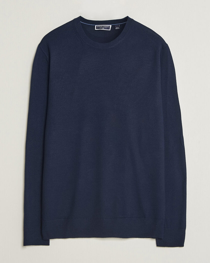 Charles Tyrwhitt Pure Merino Crew Neck Jumper Navy – Bleu