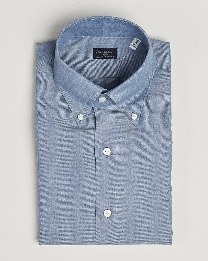 Finamore Napoli Milano Slim Cashmere BD Shirt Light Blue – Bleu