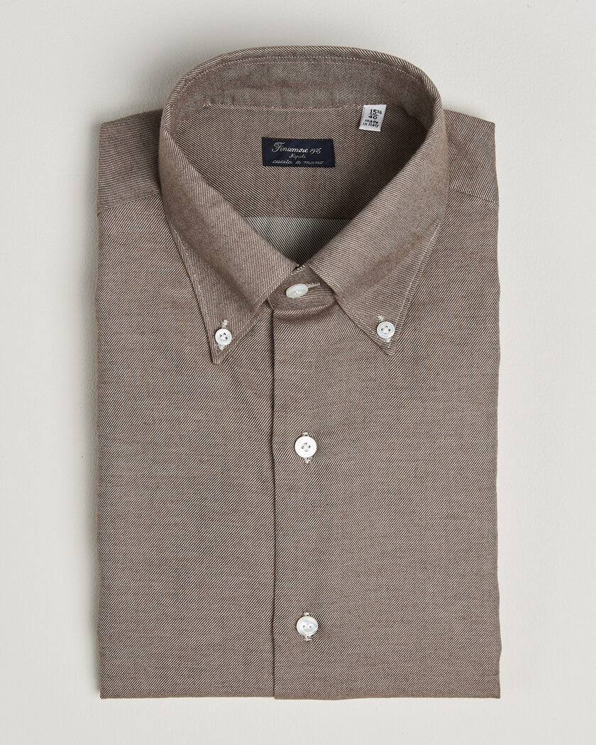 Finamore Napoli Milano Slim Cashmere BD Shirt Brown – Marron