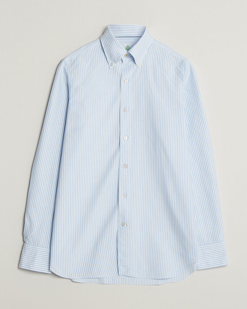  Finamore Napoli Gaeta Oxford Button Down Shirt Light Blue Stripe – Bleu