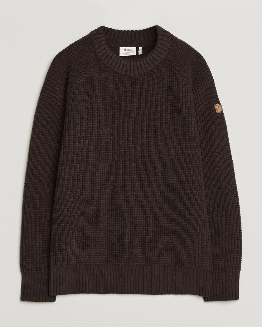 Fjällräven Övik Wool Waffle Knit Black Oak – Marron
