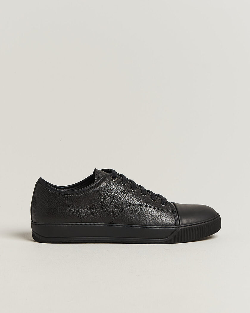 Lanvin DBB1 Grain Leather Cap Toe Sneaker Black – Noir