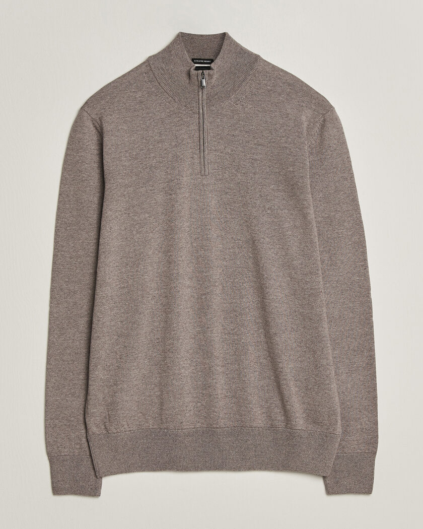 BOSS BLACK Ebenji Merino Knitted Half Zip Open Brown – Marron