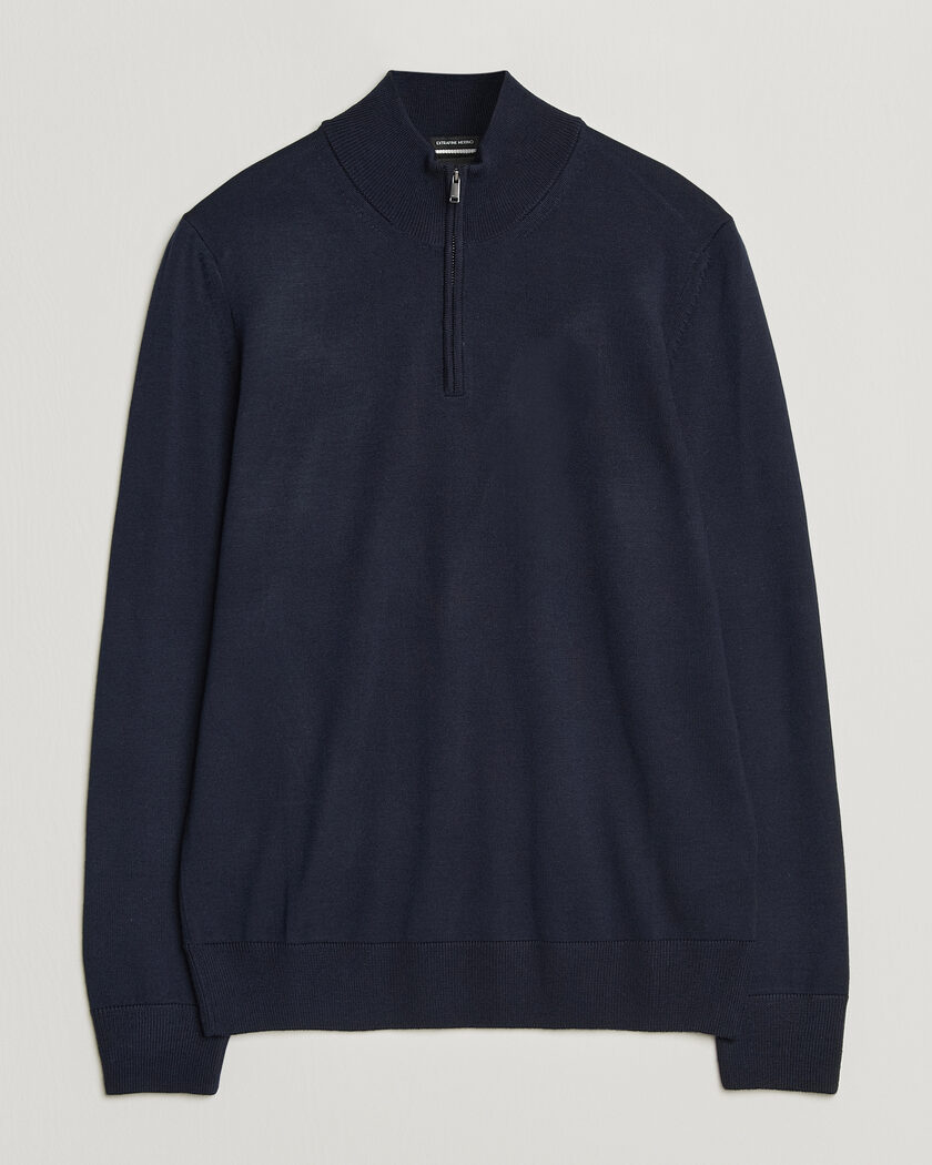 BOSS BLACK Ebenji Merino Knitted Half Zip Dark Blue – Bleu