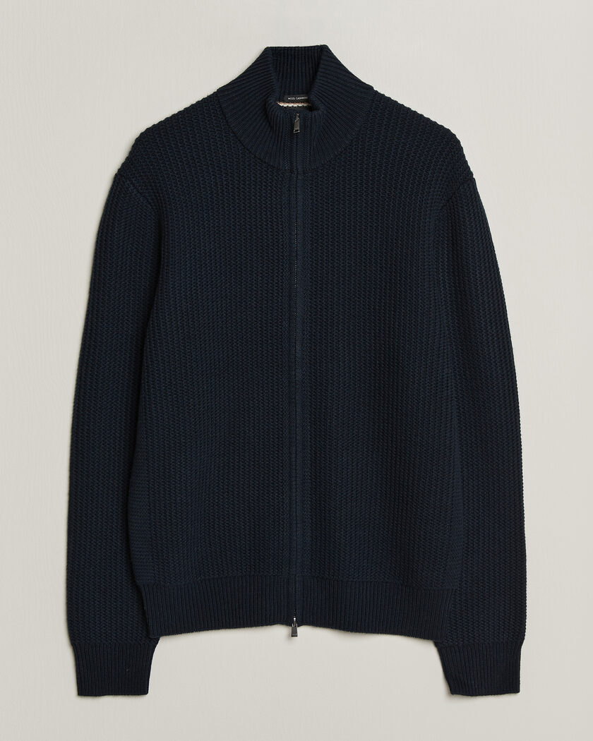 BOSS BLACK Fiocco Wool/Cashmere Full Zip Dark Blue – Bleu