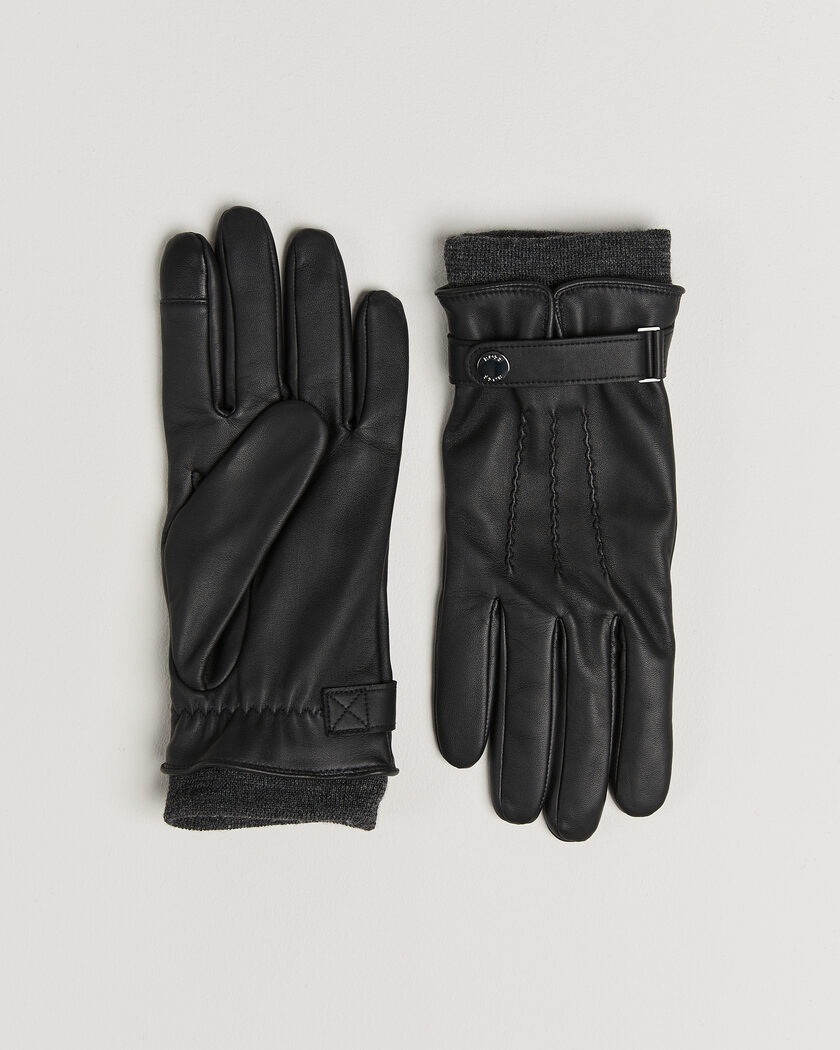 BOSS BLACK Hyden Leather Glove Black – Noir