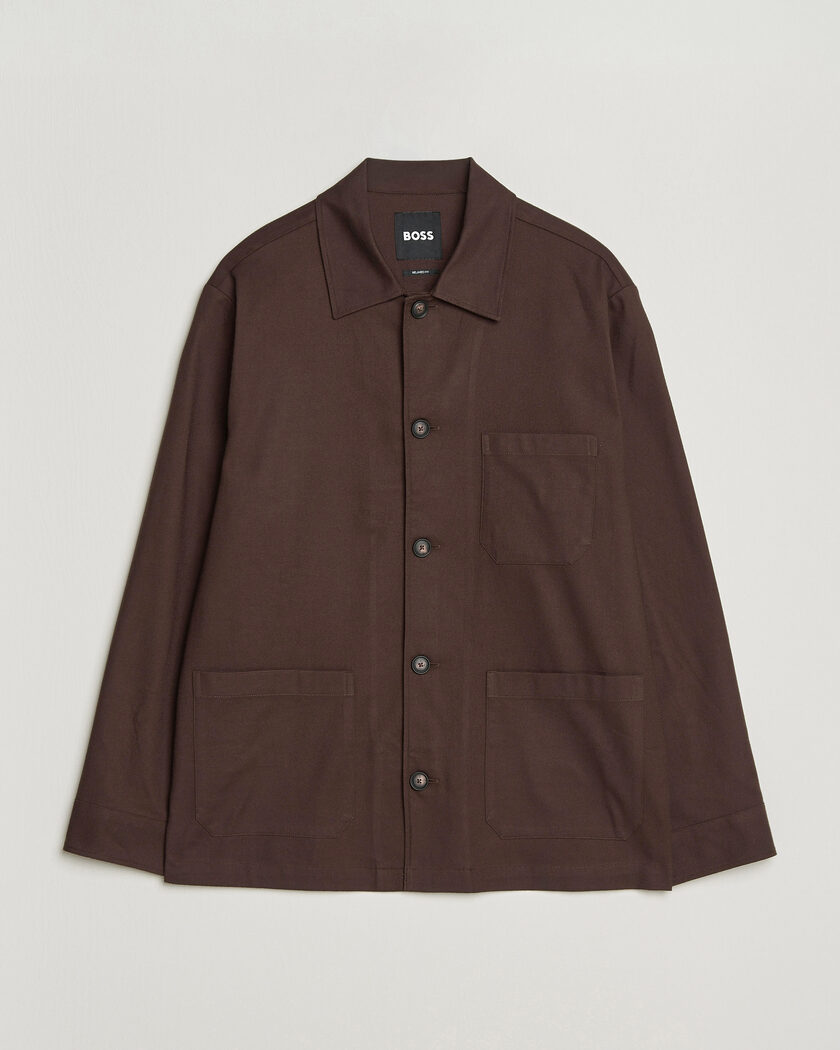 BOSS BLACK Cai Cotton Overshirt Dark Brown – Marron