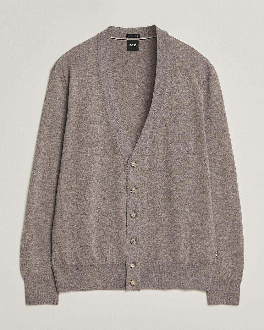BOSS BLACK Mardon Wool Cardigan Open Brown – Marron