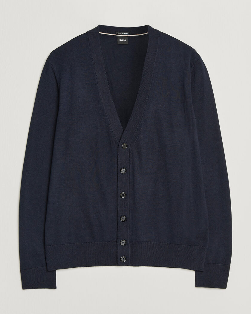 BOSS BLACK Mardon Wool Cardigan Dark Blue – Bleu