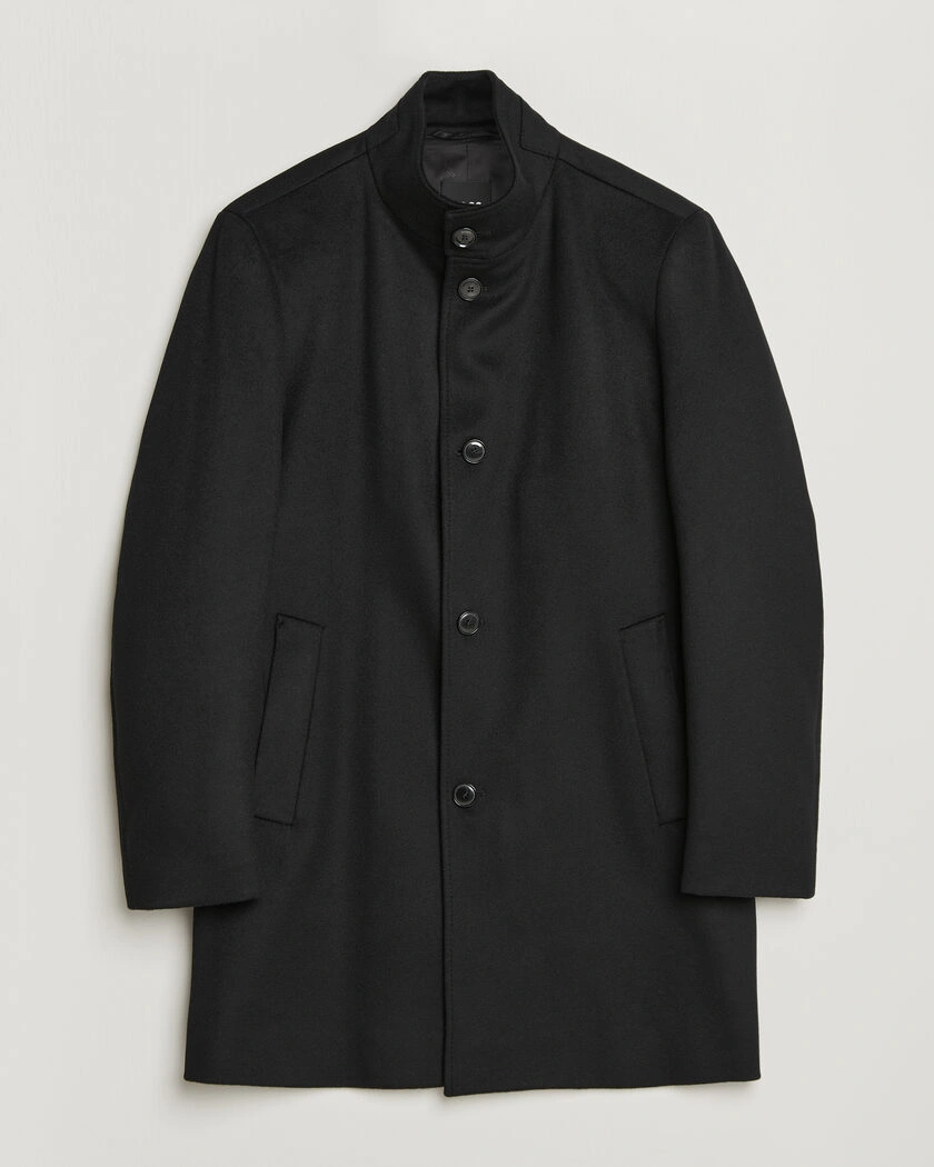 BOSS BLACK Hyde Wool Stand Up Collar Coat Black – Noir