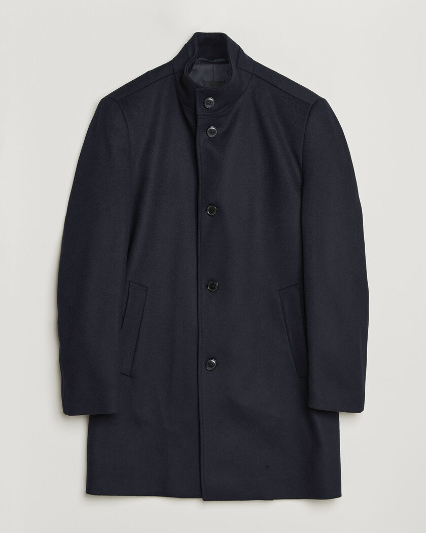 BOSS BLACK Hyde Wool Stand Up Collar Coat Dark Blue – Bleu