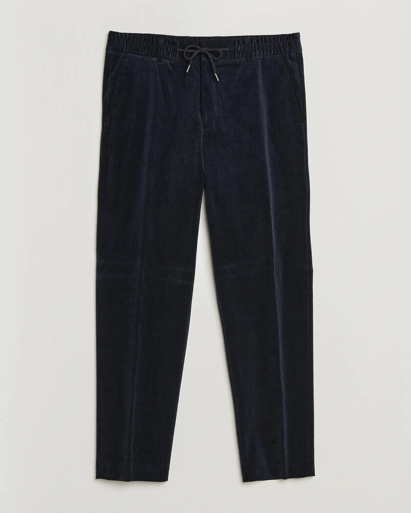 BOSS BLACK Perin Corduroy Drawstring Trousers Dark Blue – Bleu