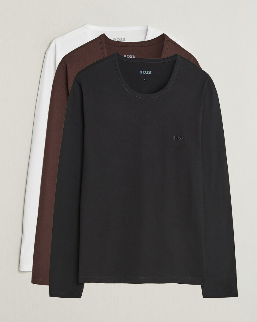 BOSS BLACK 3-Pack Long Sleeve T-Shirt White/Black/Brown – Multicolore