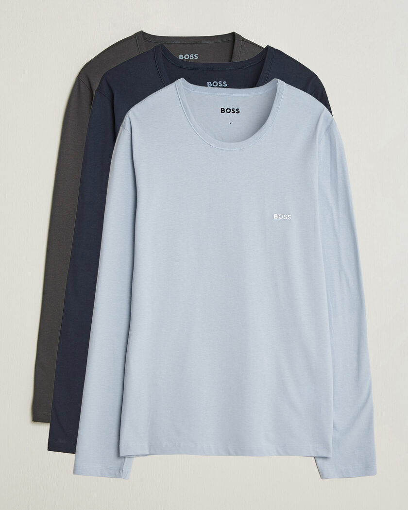 BOSS BLACK 3-Pack Long Sleeve T-Shirt Blue/Navy/Grey – Multicolore