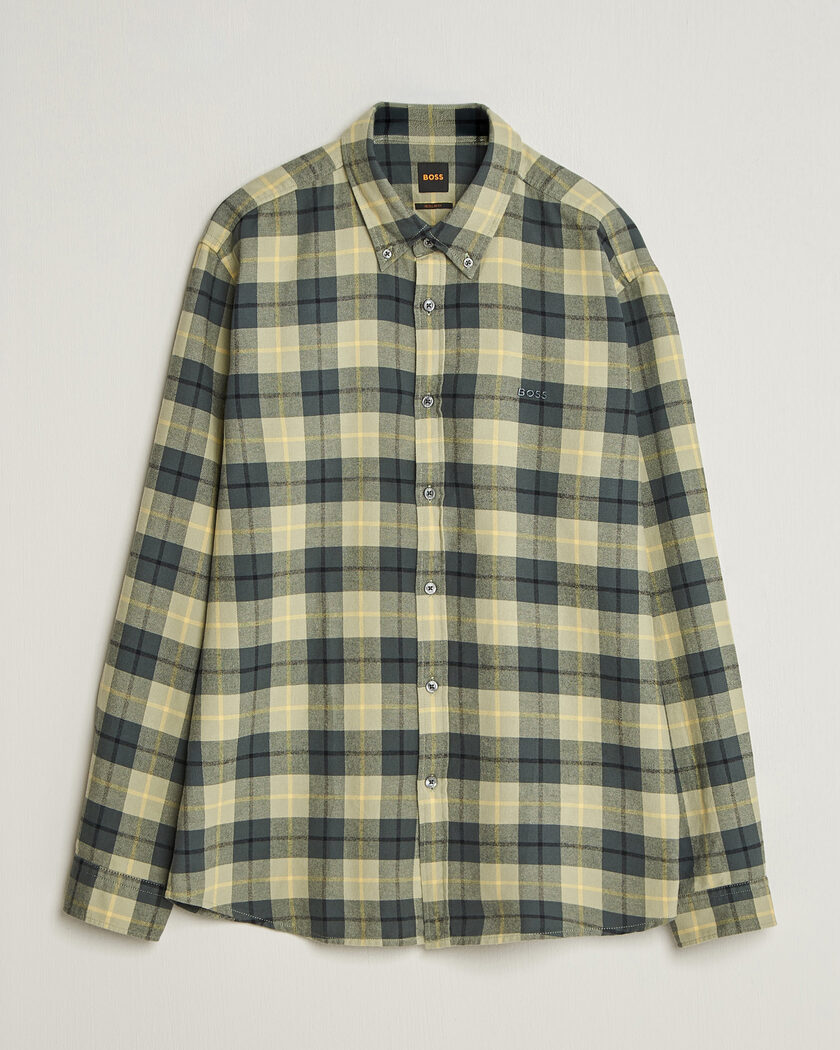 BOSS ORANGE Rickert Brushed Cotton Checked Shirt Open Green – Vert